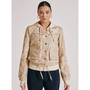 Blanc Noir Camo Skyfall Aviator Jacket Gold Trims in Irish Cream / Gold Size M